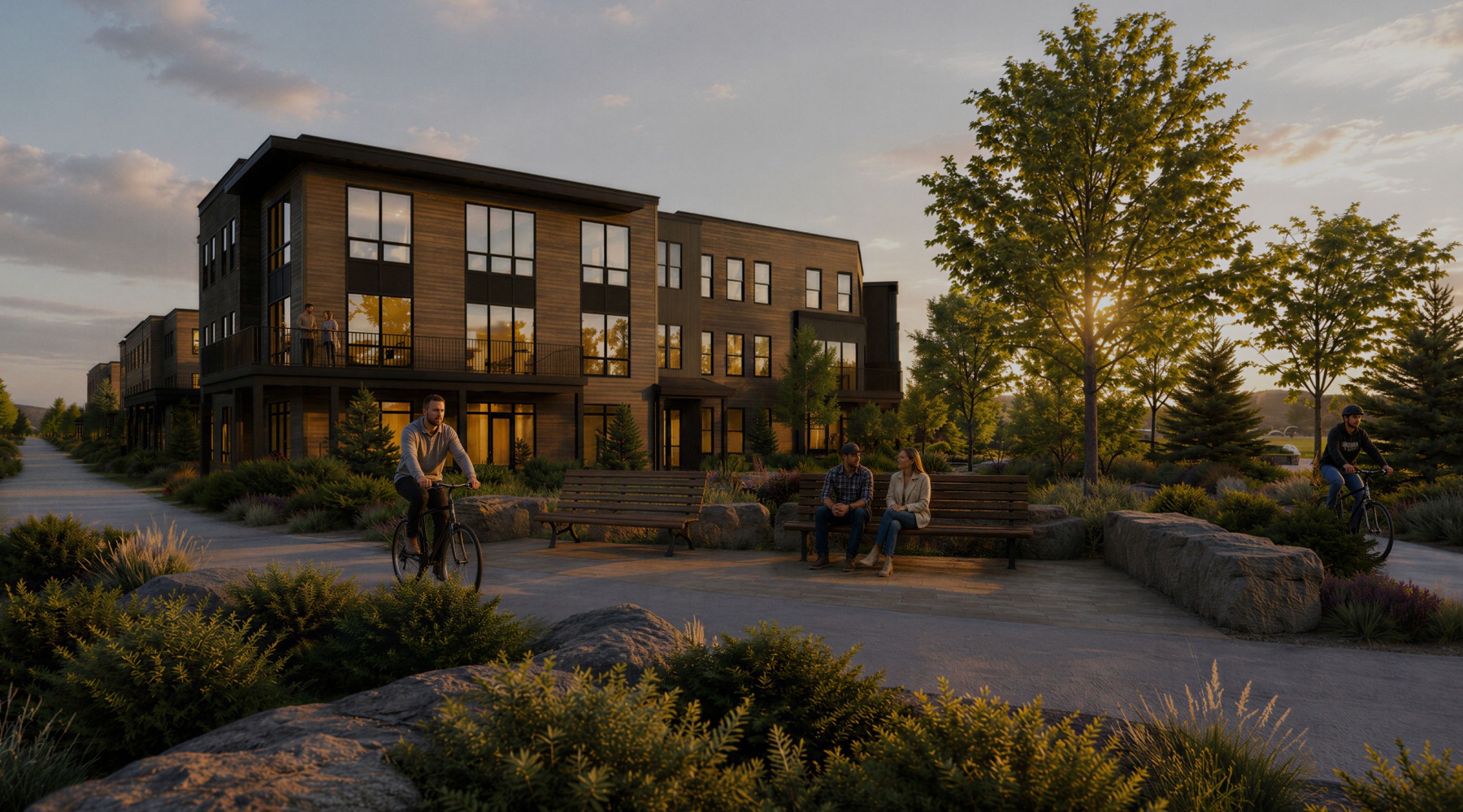 exterior of building showing the property's lush landscaping